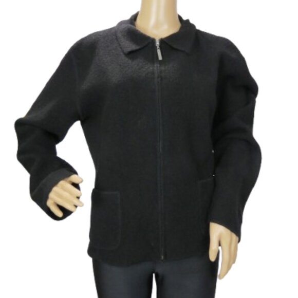 Rino Rossi Black Zip Up Wool Sweater - Picture 1 of 6